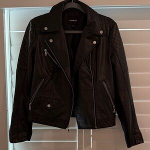 Express Women's Black Faux Leather Biker Jacket